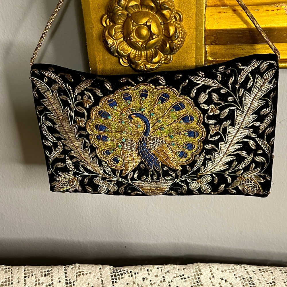 Vintage Beaded Peacock Clutch